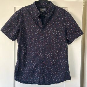 Men's Navy Floral Button-Down Shirt